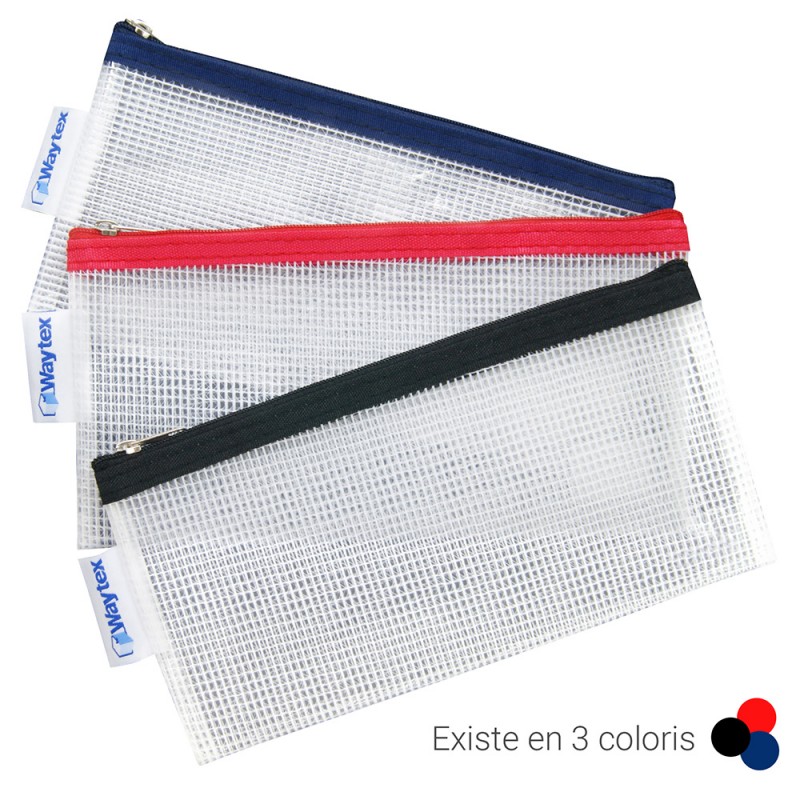 Pochette transparente fermeture zippée 11x22 cm bordure noire
