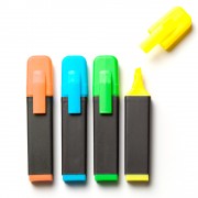 Sachet 4 surligneurs jaune, bleu, vert, orange trait 1 à 5 mm - susp
